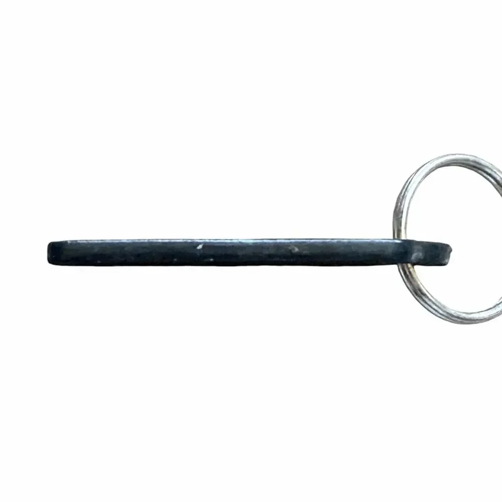 Coach New York Black Pebbled Leather Key Fob Keychain Key Ring Logo Tag